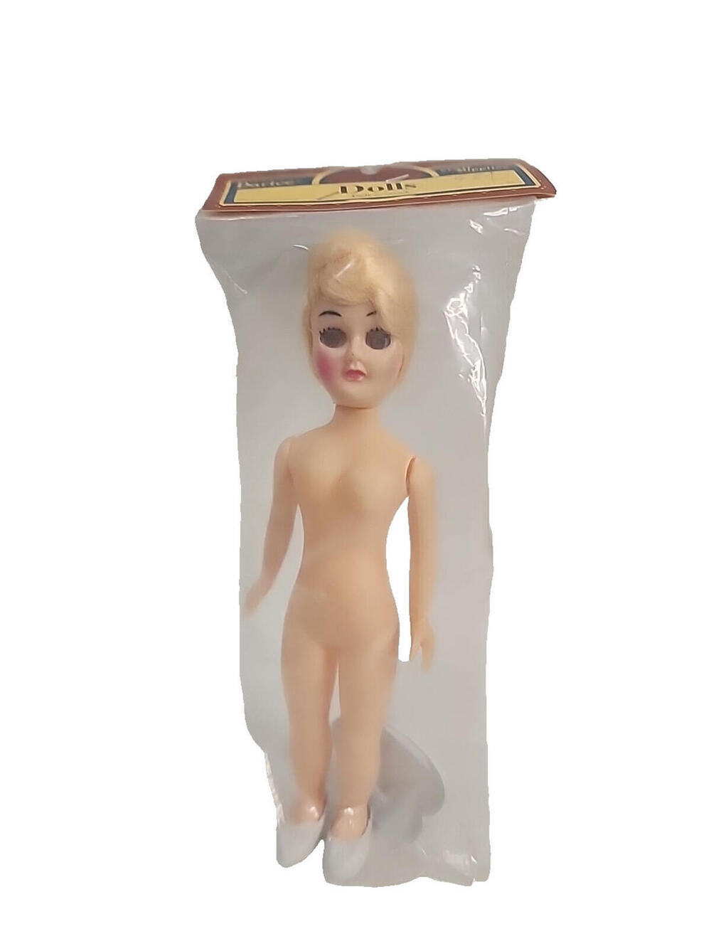 VTG Darice Girl Doll w Stand Blonde Hair O/S Blue Eyes Heavy Make Up NIP Sealed